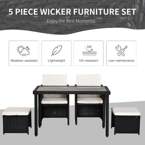 5 P? Rattan Set-Black/Creamy White TapClickBuy