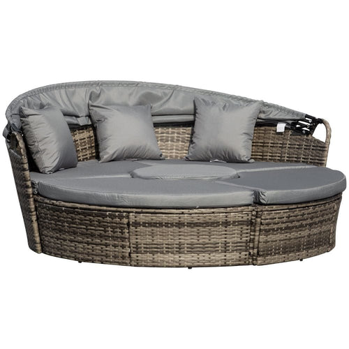5 Pc Outdoor Plastic Rattan Wicker Round Sofa Bed Coffee Table Sectional Set TapClickBuy