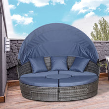 Load image into Gallery viewer, 5 Pc Outdoor Plastic Rattan Wicker Round Sofa Bed Coffee Table Sectional Set TapClickBuy