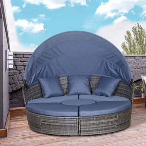 5 Pc Outdoor Plastic Rattan Wicker Round Sofa Bed Coffee Table Sectional Set TapClickBuy