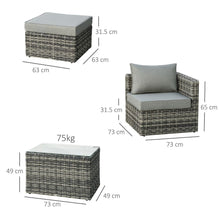 Load image into Gallery viewer, 5 Pcs PE Rattan Armchair Outdoor Garden Seating Comfort Balcony Home -Mixed Grey TapClickBuy