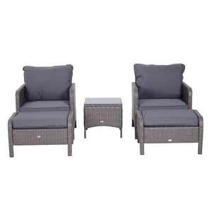 5 Pcs Rattan Furniture Set, Steel Frame-Grey TapClickBuy