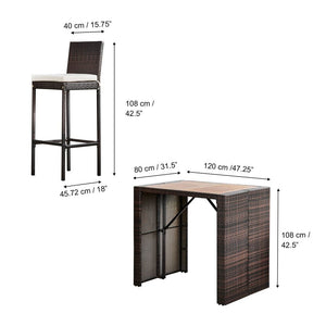 5 Pcs Rattan Garden Patio Furniture Bar Dining Table & Chair Set TapClickBuy