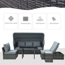 Load image into Gallery viewer, 5 PCS Rattan Sofa Sets Side Table Dining Table Set &amp; Cushions, Mixed Grey TapClickBuy