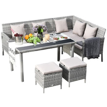 Load image into Gallery viewer, 5 Pcs  Rattan Wicker Furniture Patio Dining Table Stool Chaise Lounge Set TapClickBuy