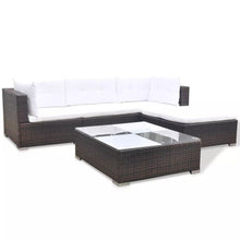 Load image into Gallery viewer, 5 Piece Garden Lounge Set with Cushions Poly Rattan Brown TapClickBuy