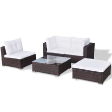 Load image into Gallery viewer, 5 Piece Garden Lounge Set with Cushions Poly Rattan Brown TapClickBuy