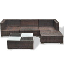 Load image into Gallery viewer, 5 Piece Garden Lounge Set with Cushions Poly Rattan Brown TapClickBuy