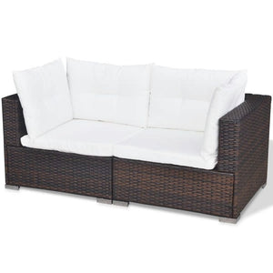 5 Piece Garden Lounge Set with Cushions Poly Rattan Brown TapClickBuy