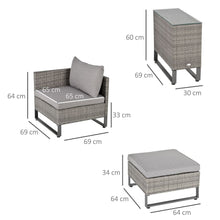 Load image into Gallery viewer, 5pcs Rattan Sofa Set Lounge Double Sofa Bed &amp; Coffee Table &amp; Footstool Grey TapClickBuy