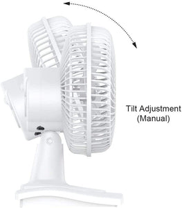 6" Clip On/Desk Fan 2 Speed Oscillating Speed Settings Low Noise Strong Base Desk Fan White TapClickBuy
