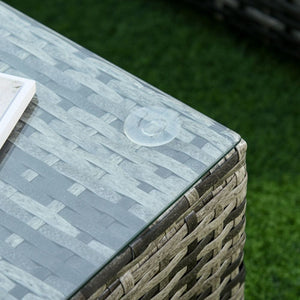 6 PC Rattan Sofa Coffee Table Set Sectional Wicker Weave Furniture for Garden Outdoor Conservatory w/ Pillow Cushion Grey TapClickBuy