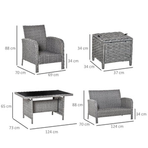 6 PCS Patio Rattan Dining Table Sets All Weather PE Wicker Sofa Furniture Set TapClickBuy