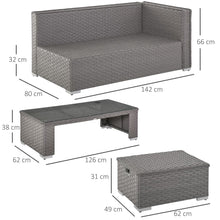 Load image into Gallery viewer, 6 PCs PE Rattan Wicker Corner Sofa Set Coffee Table Footstool w/ Cushion - Grey TapClickBuy