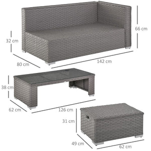 6 PCs PE Rattan Wicker Corner Sofa Set Coffee Table Footstool w/ Cushion - Grey TapClickBuy