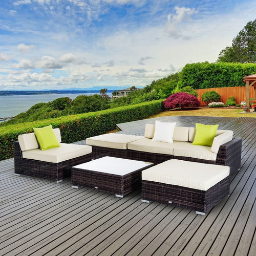 6 PCS Rattan Funiture Set-Brown/Beige TapClickBuy
