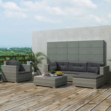 Load image into Gallery viewer, 6 Piece Garden Lounge Set with Cushions Poly Rattan Grey TapClickBuy