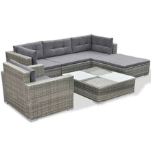 Load image into Gallery viewer, 6 Piece Garden Lounge Set with Cushions Poly Rattan Grey TapClickBuy
