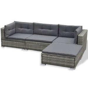 6 Piece Garden Lounge Set with Cushions Poly Rattan Grey TapClickBuy