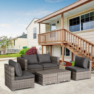 6-Seater Sofa & Coffee Table Rattan Outdoor Garden Furniture Set TapClickBuy