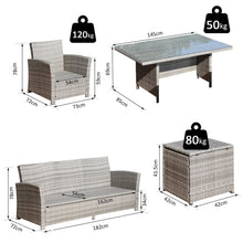 Load image into Gallery viewer, 6Pcs Rattan Dining Set Sofa Table Footstool Outdoor w/ Cushion Garden Furniture TapClickBuy