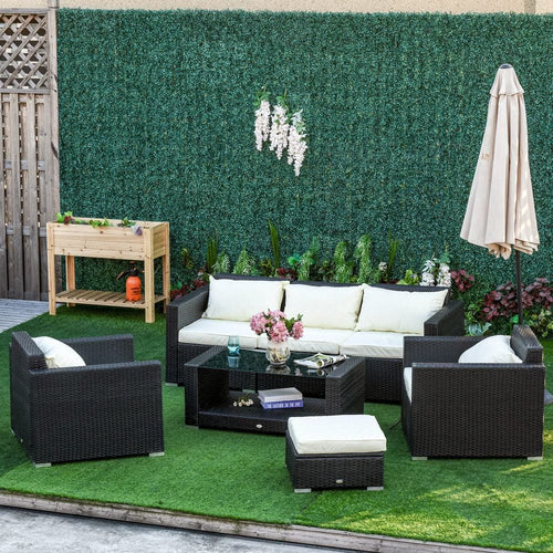 7 pc Rattan Sofa Set W/ Cushions-Grey/Beige TapClickBuy