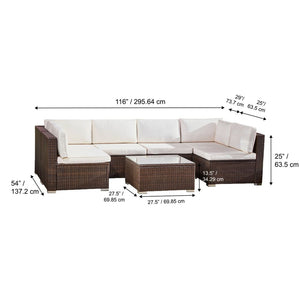 7 Pcs Rattan Outdoor Garden Furniture Large Sofa & Table Patio Set TapClickBuy