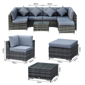 7-Seater Outdoor Garden Rattan Furniture Set w/ Coffee Table TapClickBuy