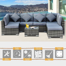 Load image into Gallery viewer, 7-Seater Outdoor Garden Rattan Furniture Set w/ Coffee Table TapClickBuy