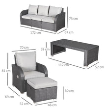 Load image into Gallery viewer, 7-Seater Outdoor Garden Rattan Furniture Set w/ Recliners Grey TapClickBuy