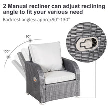 Load image into Gallery viewer, 7-Seater Outdoor Garden Rattan Furniture Set w/ Recliners Grey TapClickBuy