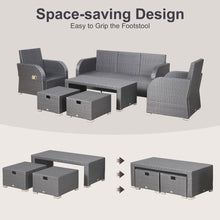 Load image into Gallery viewer, 7-Seater Outdoor Garden Rattan Furniture Set w/ Recliners Grey TapClickBuy