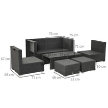 Load image into Gallery viewer, 8pc Rattan 6 Seater Sofa &amp; Coffee Table Set Patio Wicker Weave Chair - Black TapClickBuy
