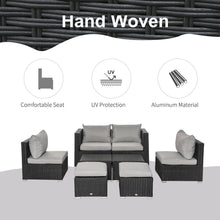 Load image into Gallery viewer, 8pc Rattan 6 Seater Sofa &amp; Coffee Table Set Patio Wicker Weave Chair - Black TapClickBuy