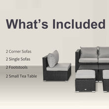 Load image into Gallery viewer, 8pc Rattan 6 Seater Sofa &amp; Coffee Table Set Patio Wicker Weave Chair - Black TapClickBuy