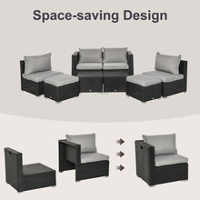 Load image into Gallery viewer, 8pc Rattan 6 Seater Sofa &amp; Coffee Table Set Patio Wicker Weave Chair - Black TapClickBuy
