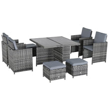 Load image into Gallery viewer, 9PC Rattan Garden Furniture Set 8 Wicker Dining Chairs Footrest Table TapClickBuy