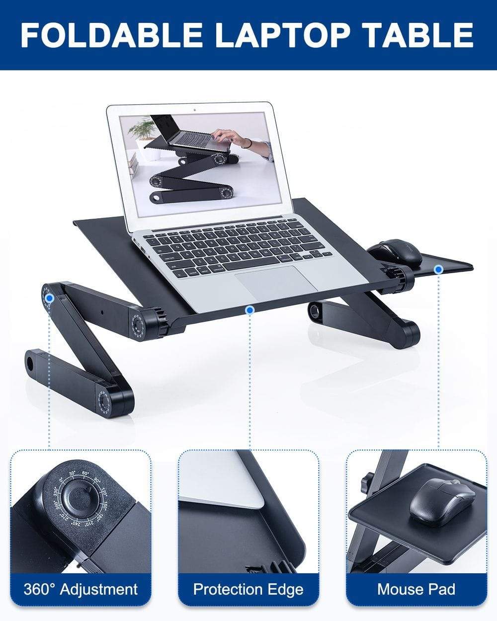 Adjustable Height Laptop Stand for You Desk, Bed, Portable, Foldable Table Workstation, Riser Ergonomic Laptop Stand TapClickBuy