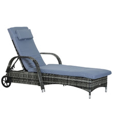 Load image into Gallery viewer, Adjustable Rattan Sun Lounger Outdoor Recliner w/ Cushion Garden Pool TapClickBuy