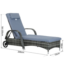 Load image into Gallery viewer, Adjustable Rattan Sun Lounger Outdoor Recliner w/ Cushion Garden Pool TapClickBuy