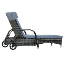Load image into Gallery viewer, Adjustable Rattan Sun Lounger Outdoor Recliner w/ Cushion Garden Pool TapClickBuy