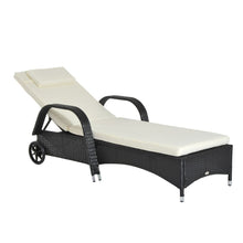 Load image into Gallery viewer, Adjustable Rattan Sun Lounger Outdoor Recliner w/ Cushion Garden Pool TapClickBuy