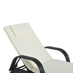 Adjustable Rattan Sun Lounger Outdoor Recliner w/ Cushion Garden Pool TapClickBuy