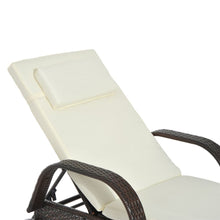 Load image into Gallery viewer, Adjustable Rattan Sun Lounger Outdoor Recliner w/ Cushion Garden Pool TapClickBuy