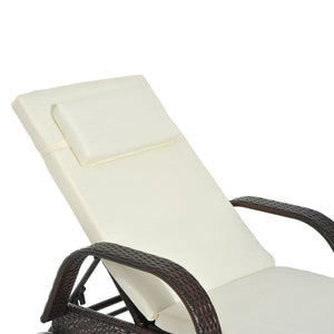 Adjustable Rattan Sun Lounger Outdoor Recliner w/ Cushion Garden Pool TapClickBuy