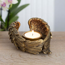 Load image into Gallery viewer, Antique Gold Angel Wing Tealight Candle Holder TapClickBuy