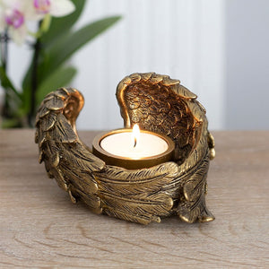 Antique Gold Angel Wing Tealight Candle Holder TapClickBuy