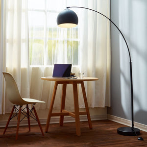 Arquer Arc Curved LED Floor Lamp & Shade, Modern Lighting, Black TapClickBuy