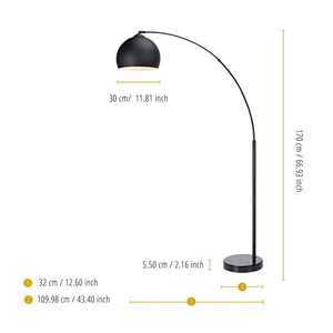 Arquer Arc Curved LED Floor Lamp & Shade, Modern Lighting, Black TapClickBuy