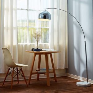 Arquer Arc Curved LED Floor Lamp & Shade, Modern Lighting, Chrome TapClickBuy